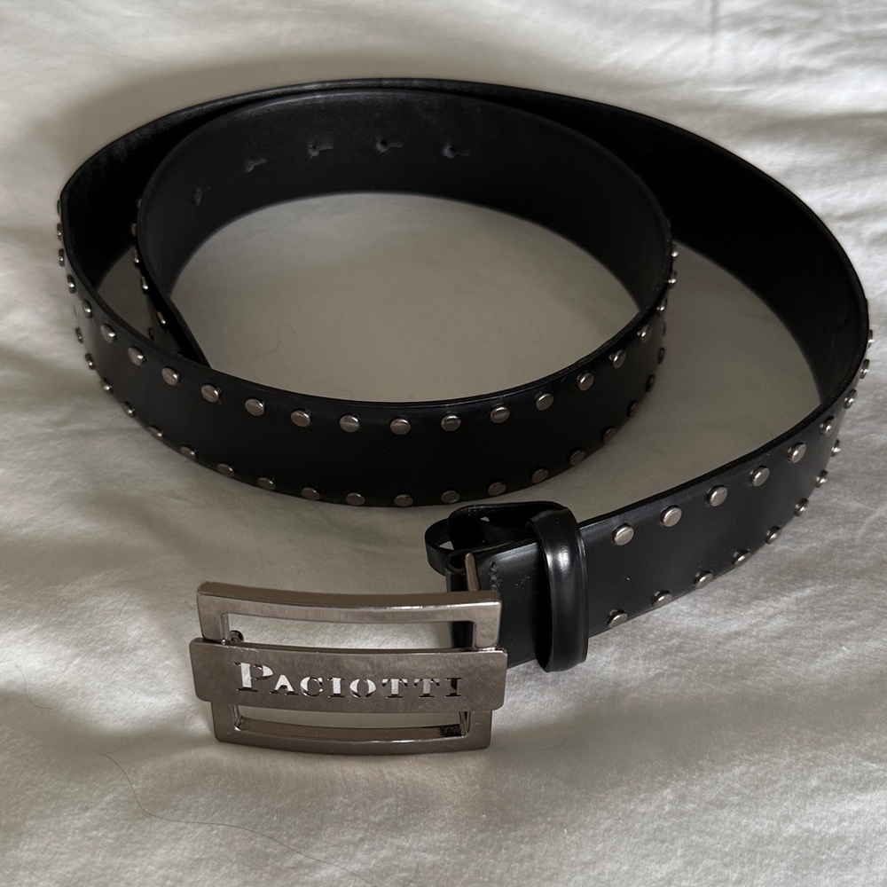 Cesare Paciotti- Authentic leather Black studded belt, silver hardware size 95 ✨